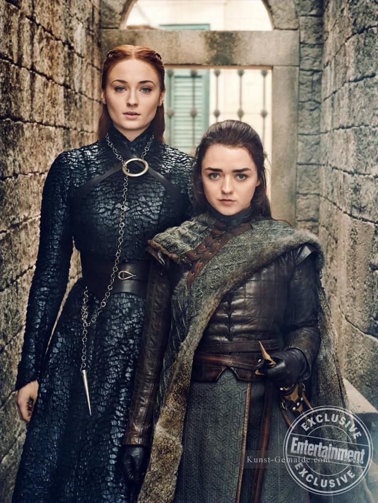 Sansa und Arya Stark Spiel der Throne Ölgemälde